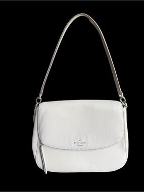 kate spade Soft Gray Pebbled Leather Shoulder Bag